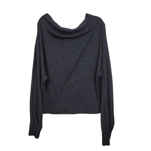 We the‎ Free People Cowl Neck Oversized  Long Sleeve Top Sz M Dark Gray Relaxed - Picture 1 of 6